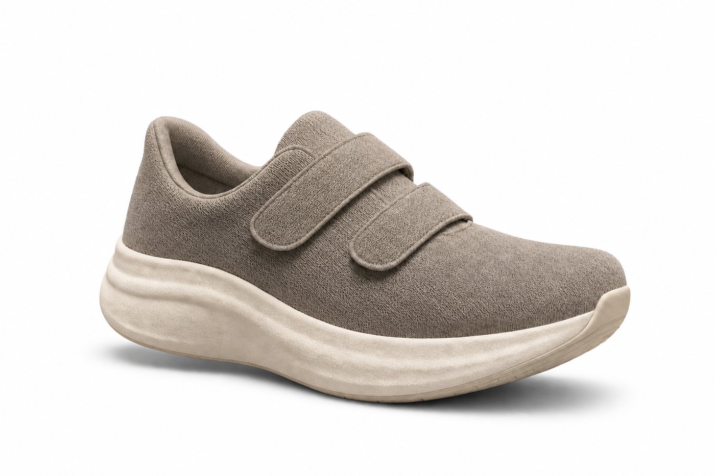 The Everyday in Warm Taupe, showing the straight-cut, seam-free forefoot